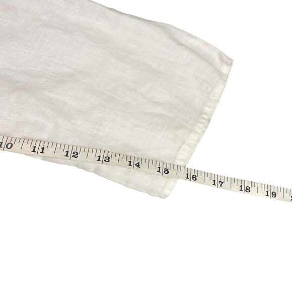 J. Jill White Linen Popover Collared Top Womens Size Medium Petite 3/4 Sleeve - Picture 13 of 15